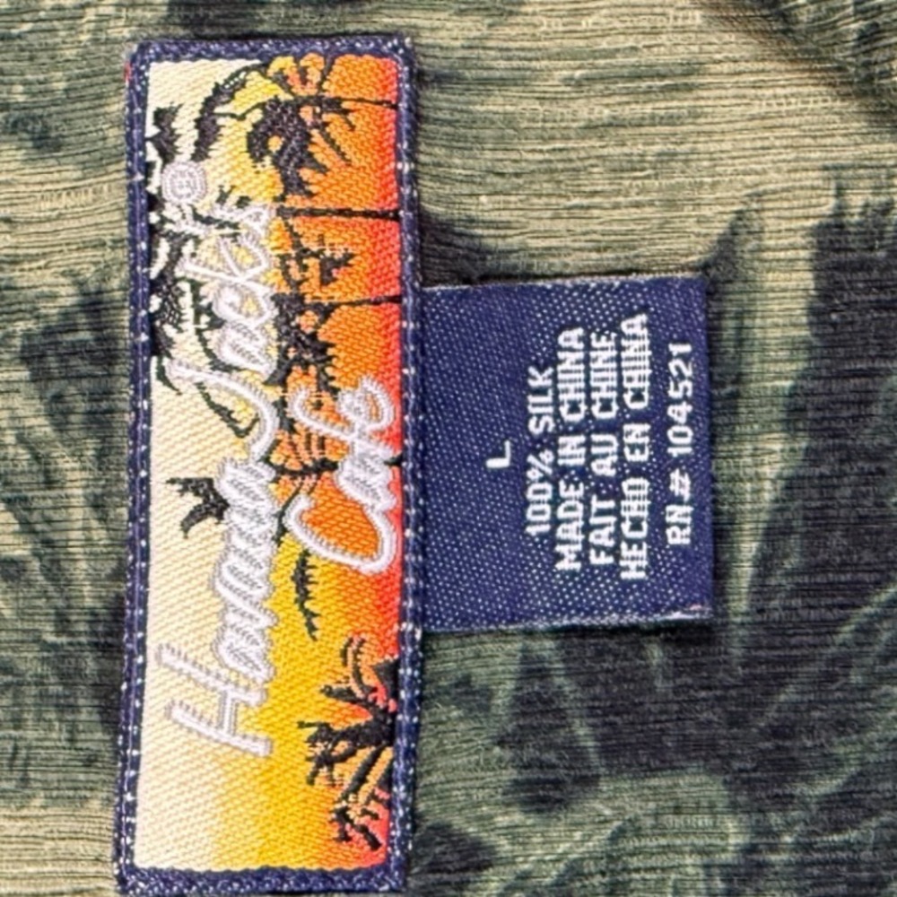 Havana Jacks Hawaiian Mens Large Green Tropical Palm Tree Sailboat Camp Shirt - Picture 4 of 5